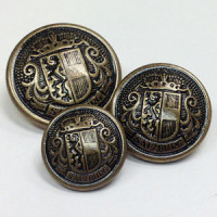 29611 Antique Brass Salzburg Crest Button, in 3 Sizes